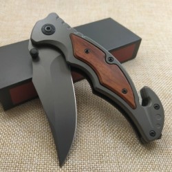 Couteau de poche pliant - lame acier noir - manche palissandre
