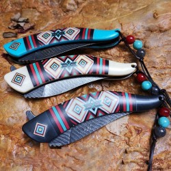 Coltello tascabile pieghevole - manico colorato decorativo