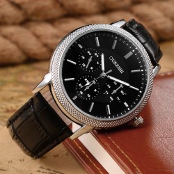 OUKESHI - Orologio al quarzo in acciaio inossidabile - cinturino in pelle