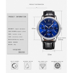 OUKESHI - Orologio al quarzo in acciaio inossidabile - cinturino in pelle