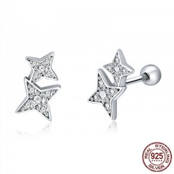 Doppie stelle di cristallo - orecchini in argento