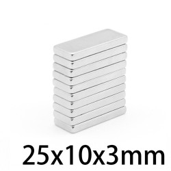 N35 - magnete al neodimio - forte blocco rettangolare - 25 mm * 10 mm * 3 mm