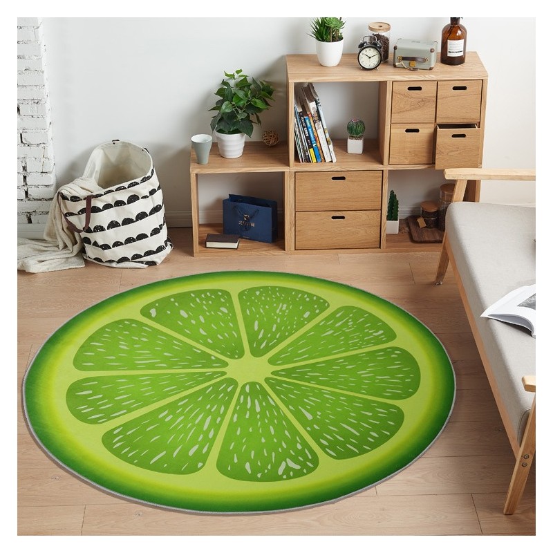 Decorative round carpet - fruit pattern - limeCarpets