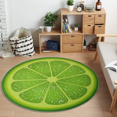 Decorative round carpet - fruit pattern - limeCarpets