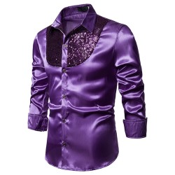 Shiny metallic long sleeve shirt - with decorative sequinsT-shirts