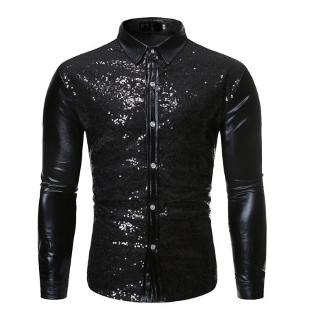 Shiny metallic long sleeve shirt - with sequins decorationsT-shirts