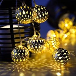 Stringa LED - sfere in metallo argentato - alimentata a batteria - decorazione natalizia/giardino