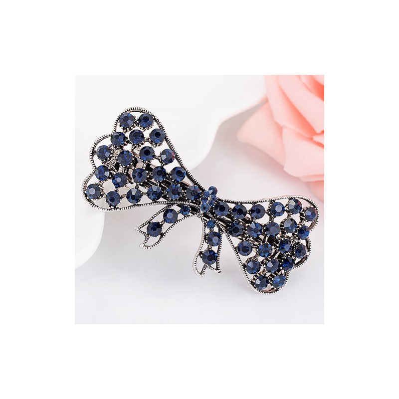 Elegante forcina in cristallo blu - fiori / farfalle / fiocco