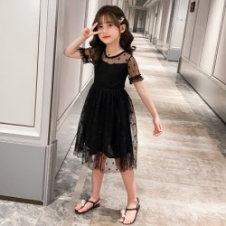 Elegant black chiffon dress with dotsClothing