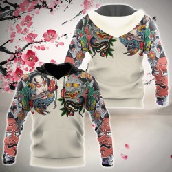 Japanese culture - mask tattoo printed - hoodieHoodies & Sweatshirt