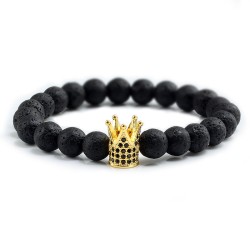 Black beaded bracelet - with a crownBracelets