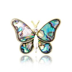 Farfalla colorata in conchiglia - con cristallo - spilla