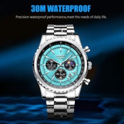 LIGE - orologio al quarzo di lusso - luminoso - acciaio inossidabile - impermeabile - blu