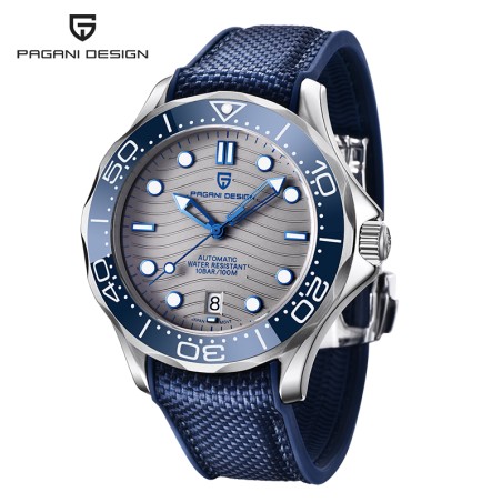 PAGANI DESIGN - orologio meccanico - acciaio inossidabile - impermeabile - cinturino in nylon - blu