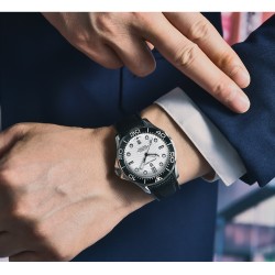 PAGANI DESIGN - montre mécanique - acier inoxydable - étanche - bracelet nylon - blanc