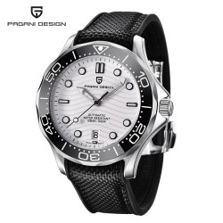 PAGANI DESIGN - orologio meccanico - acciaio inossidabile - impermeabile - cinturino in nylon - bianco