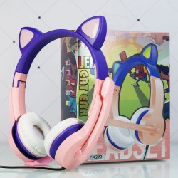 Glowing cat ears headphones - wired headset - with microphoneHeadsets