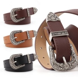 Cintura in pelle vintage - con fibbia in metallo intagliato