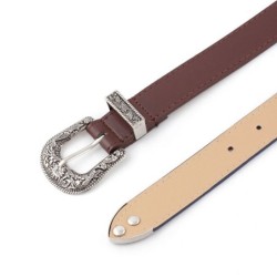 Cintura in pelle vintage - con fibbia in metallo intagliato