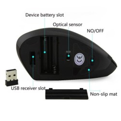 Mouse wireless verticale ergonomico - USB - ottico - 1600 DPI 6D - con luce LED