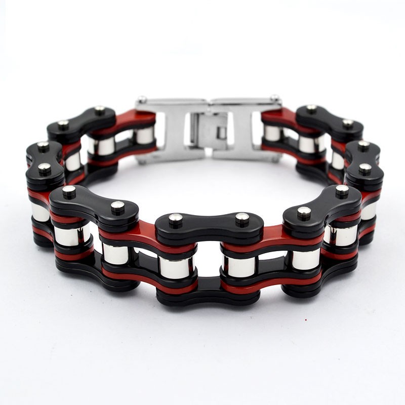 Bracciale in acciaio inossidabile - design catena motociclistica