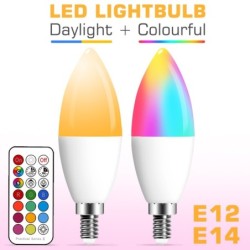 Ampoule LED - E12 - E14 - RGB - avec télécommande - dimmable