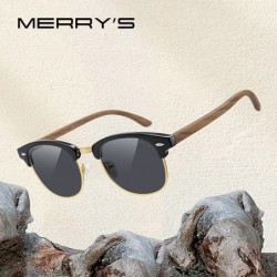 MERRYS - occhiali da sole polarizzati classici - semi-senza montatura - asta in legno - UV400