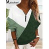 Classic loose jumper - contrast colors - V neck with zipperHoodies & Jumpers