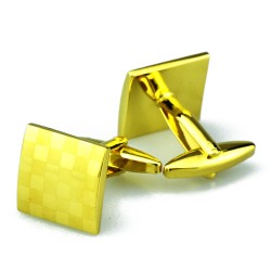 Square gold cufflinks - laser check boardCufflinks