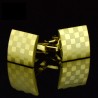 Square gold cufflinks - laser check boardCufflinks