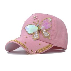 Fashionable baseball cap - crystals - pearls - sequins - butterflyHats & Caps