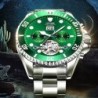 TEVISE - elegante orologio automatico - acciaio inossidabile - impermeabile - argento/verde