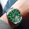 TEVISE - elegante orologio automatico - acciaio inossidabile - impermeabile - argento/verde