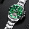 TEVISE - elegante orologio automatico - acciaio inossidabile - impermeabile - argento/verde