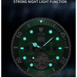 TEVISE - elegante orologio automatico - acciaio inossidabile - impermeabile - oro/verde