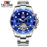 TEVISE - elegante orologio automatico - acciaio inossidabile - impermeabile - argento/blu
