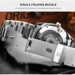TEVISE - montre automatique élégante - acier inoxydable - étanche - argent / noir
