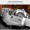 TEVISE - elegante orologio automatico - acciaio inossidabile - impermeabile - argento/nero