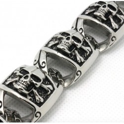 Stile gotico - bracciale con scheletri - acciaio inossidabile 316L