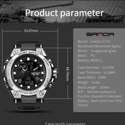 SANDA - orologio sportivo al quarzo - luminoso - impermeabile