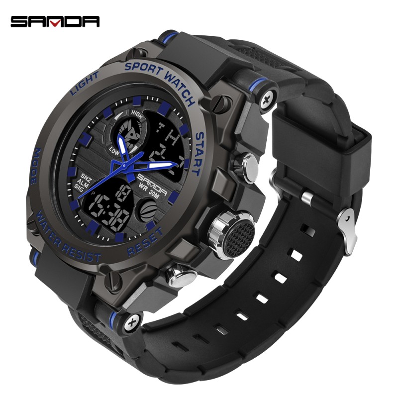 SANDA - montre de sport à quartz - lumineuse - étanche