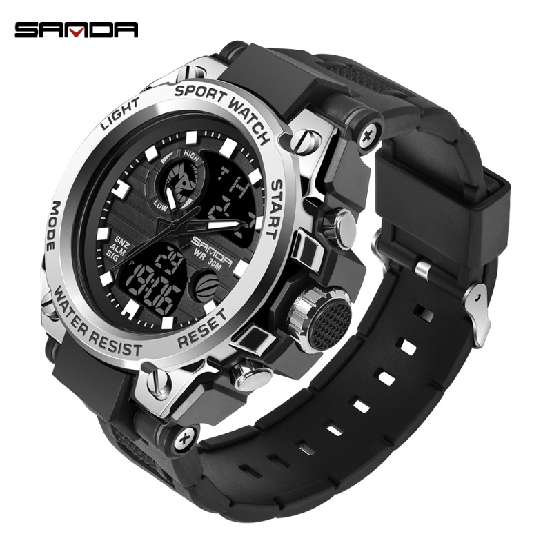 SANDA - montre de sport à quartz - lumineuse - étanche