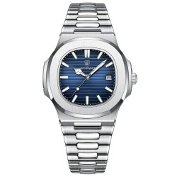 POEDAGAR - elegante orologio al quarzo - impermeabile - acciaio inossidabile - blu