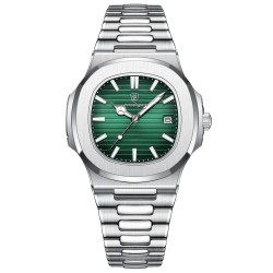 POEDAGAR - elegante orologio al quarzo - impermeabile - acciaio inossidabile - verde