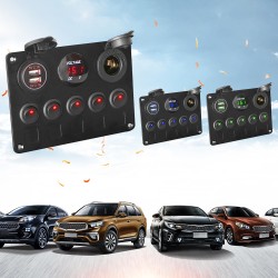 Rocker switch panel - waterproof digital Voltmeter - for car - boat - truck - 12V - USB - LEDElectronics & Tools