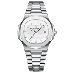 POEDAGAR - elegante orologio al quarzo - impermeabile - acciaio inossidabile - bianco