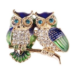 Crystal couple owls - broochBrooches