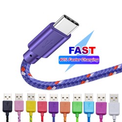 Câble tressé en nylon - données / synchronisation / charge rapide - USB Type C