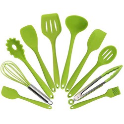 Silicone kitchen utensils - non-stick - 10 piecesCutlery