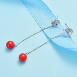 Lunghi orecchini natalizi - con cristalli - pupazzo di neve / cappello / perla